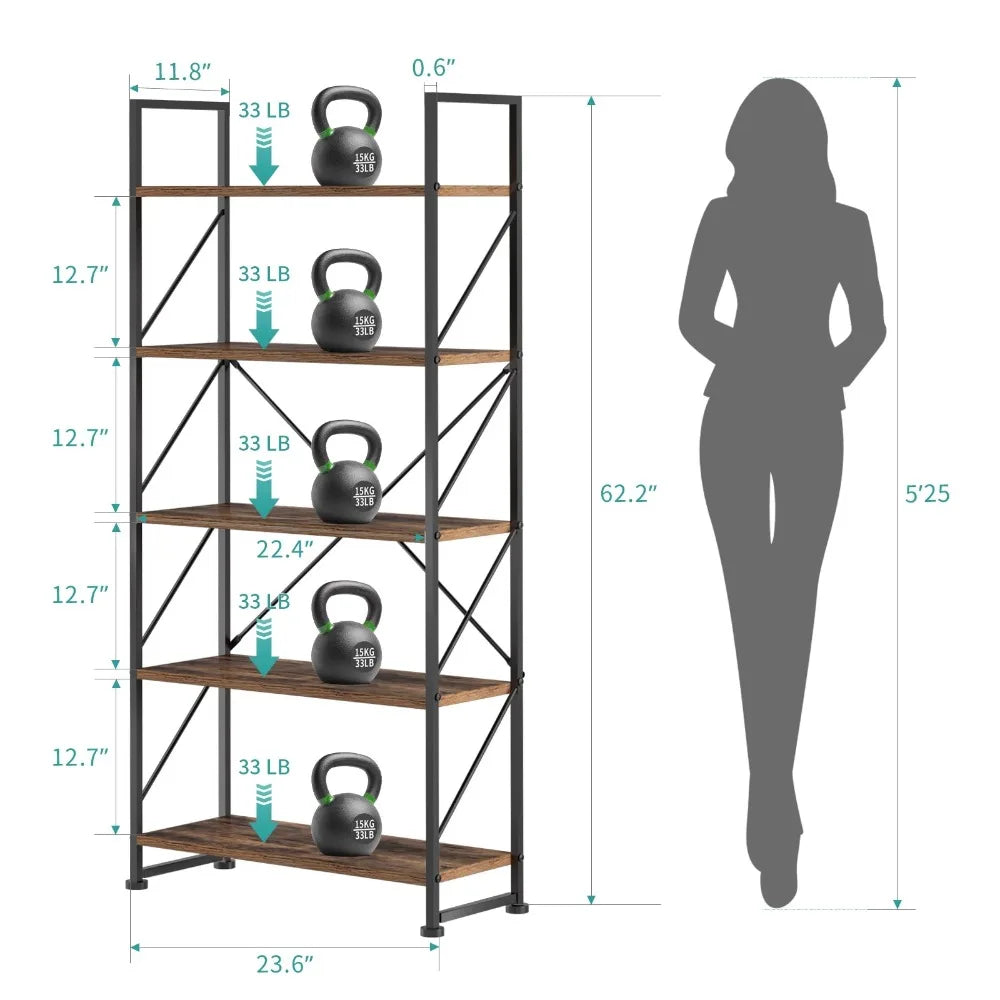 2023 New Dextrus 5 Tiers Ladder Classically Modern Bookshelf