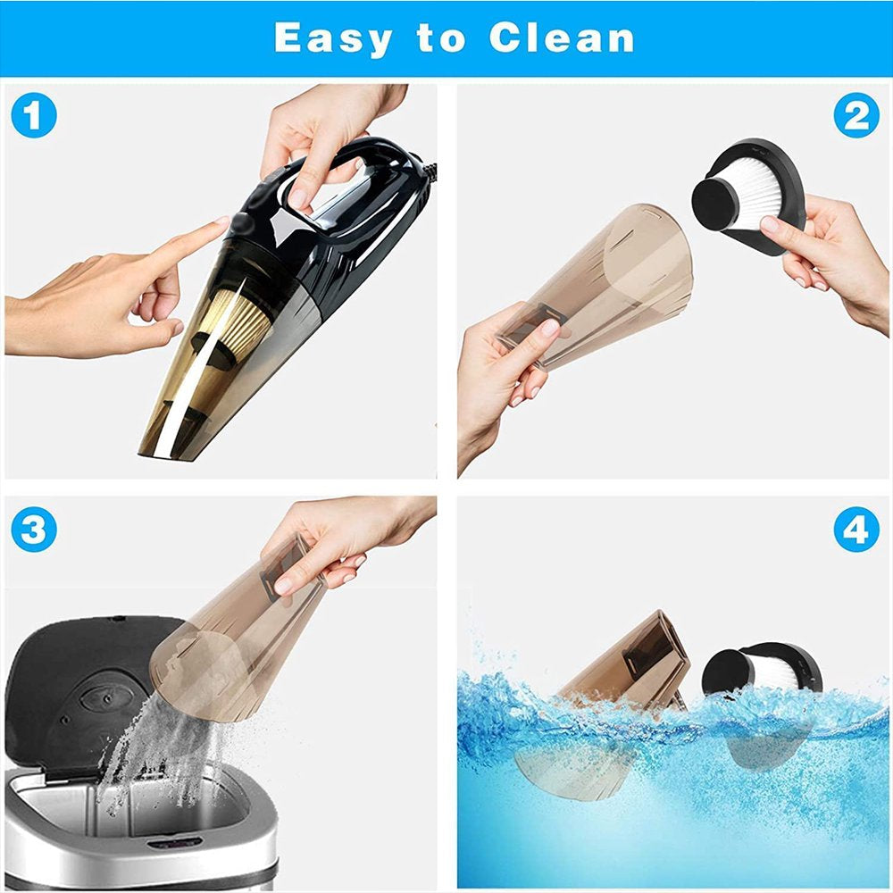 Portable Car Vacuum Cleaner, High Power Cordless Handheld Vacuum for Car, Rechargeable Wet Dry Hand Held Duster for Detailing and Cleaning Car Interior Home Car Dual Purpose (Black)