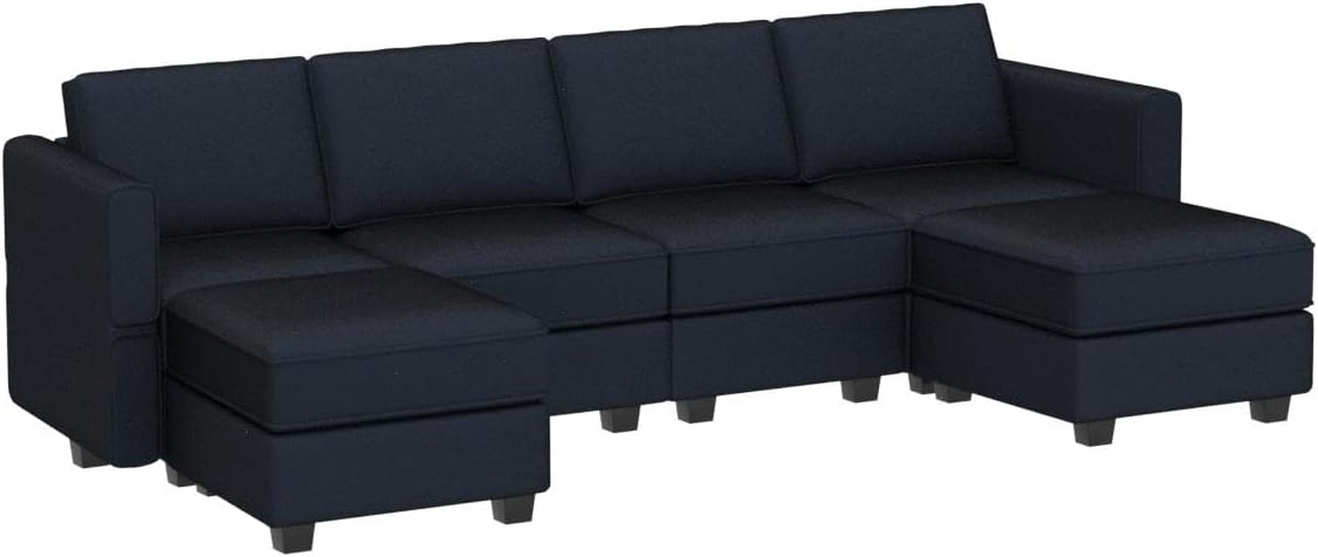 Modular Sectional Sofa U Shaped Velvet Couch with Reversible Chaise Modular Oversized Couch Sectional Sofa with Ottoman Blue