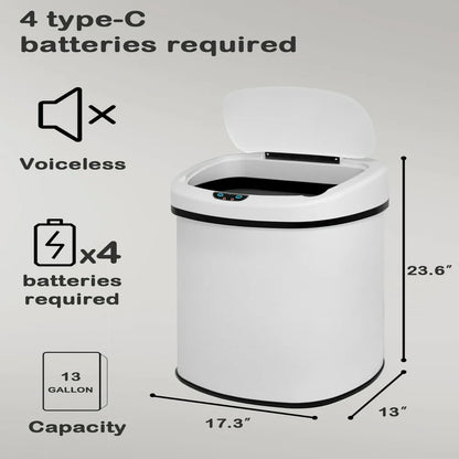 13 Gallon Kitchen Garbage Can Automatic Trash Can 13 Gallon Stainless Steel Trash Can Touch Free Bathroom Trash Can with Lid for Bathroom, Kitchen, Office