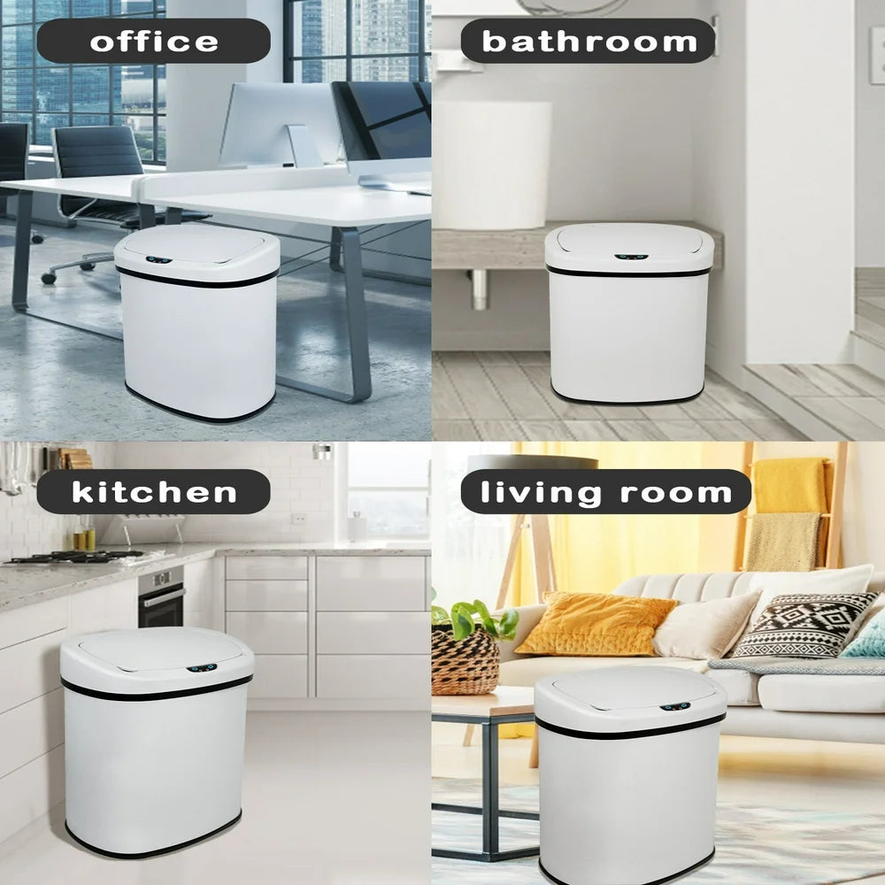 13 Gallon Kitchen Garbage Can Automatic Trash Can 13 Gallon Stainless Steel Trash Can Touch Free Bathroom Trash Can with Lid for Bathroom, Kitchen, Office